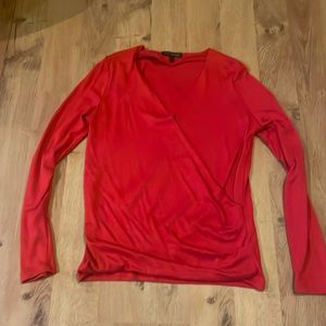 Bright red deep v wrap top